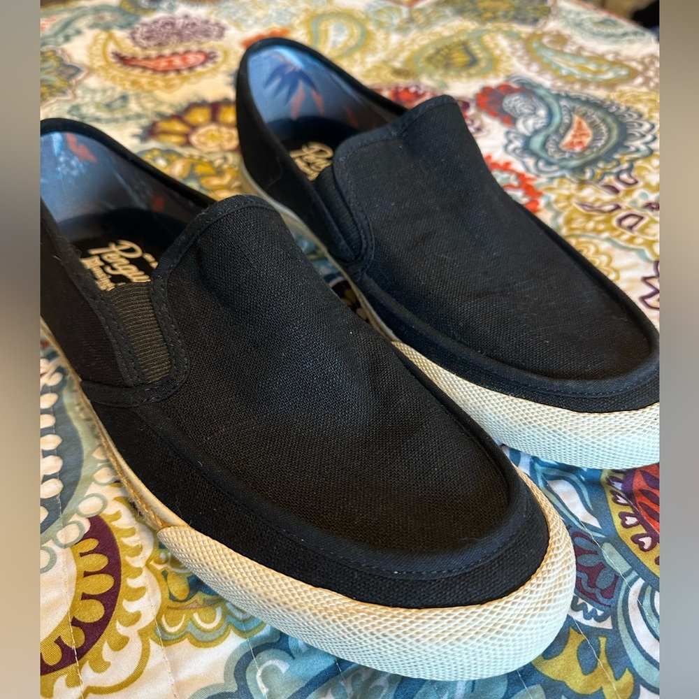 Penguin Rodney Black Linen Slip on Shoes